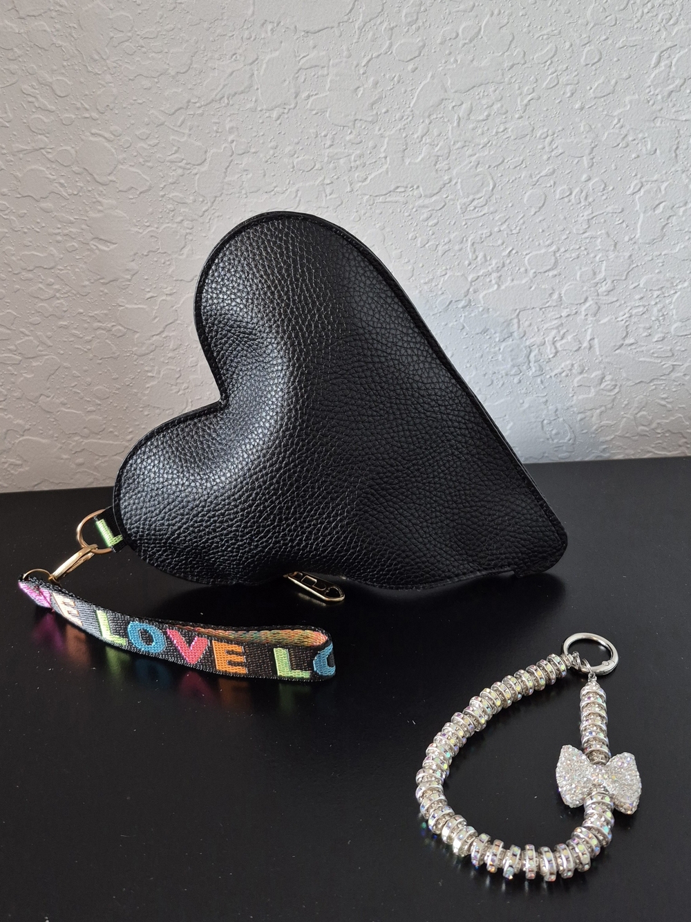 Black Heart Wristlet with LOVE Strap